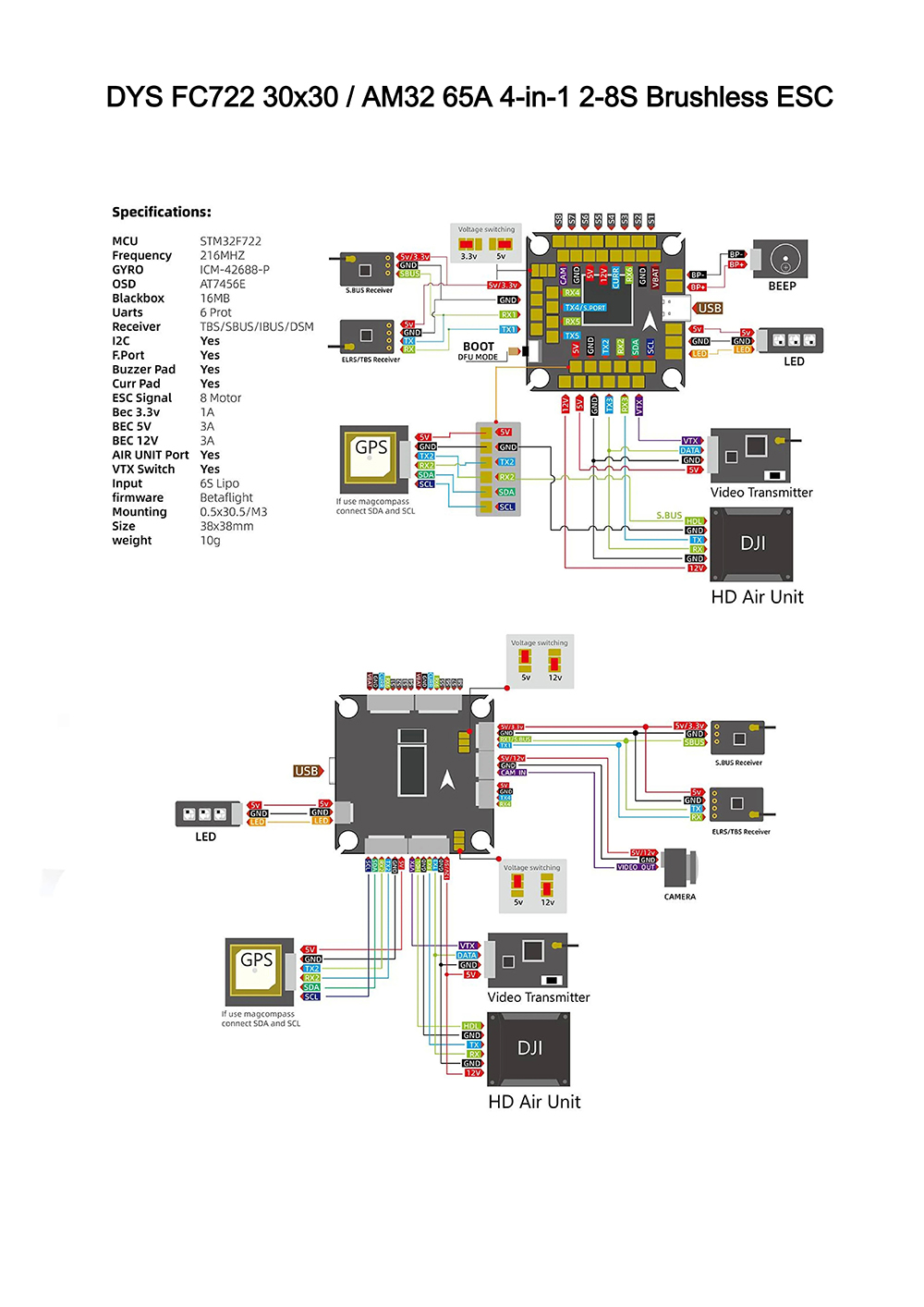 305x305mm-DYS-FC722-F7-Flugregler-AM32-65A-4in1-2-8S-Brushless-ESC-Stack-for-DIY-Freestyle-RC-FPV-Ra-2016350-8